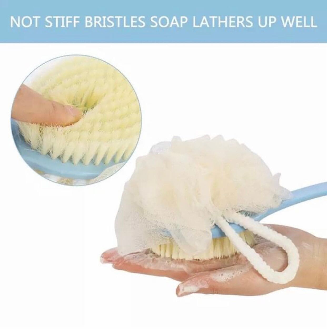 2 In 1 Bathing Scrubbing Long Handle Brush, Shower Body Brush with Bristles and Loofah, Back Scrubber Bath Mesh Sponge with Curved Long Handle, Back Scrubber Body Brush 2 In 1 Bathing Scrubbing Long Handle Brush, Shower Body Brush with Bristles and Loofah, Back Scrubber Bath Mesh Sponge with Curved Long Handle, Back Scrubber Body Brush